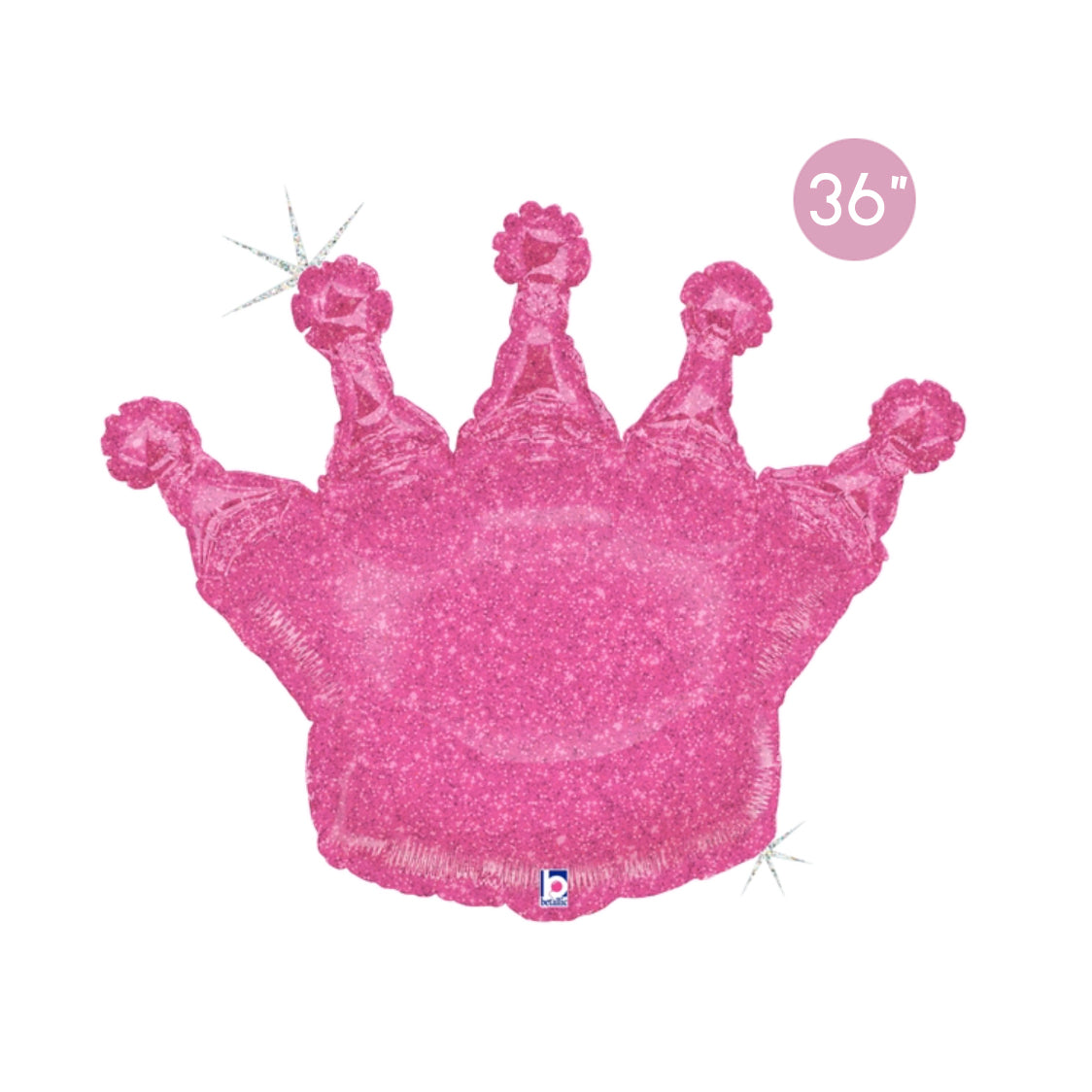36-inch Pink Glittered Crown Foil Balloon