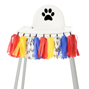 Puppy Paw High Chair Garland - Cartoon Dog Theme First Birthday High Chair Banner