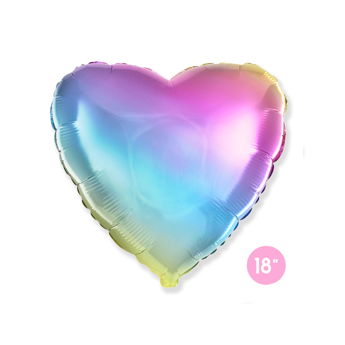 Rainbow Gradient Pastel Heart Foil Balloon 18"