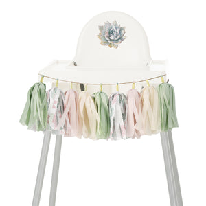 Succulents High Chair Garland, Boho Desert Garden First Birthday High Chair Banner, Bohemian Botanical Cactus Cake Smash Decorations