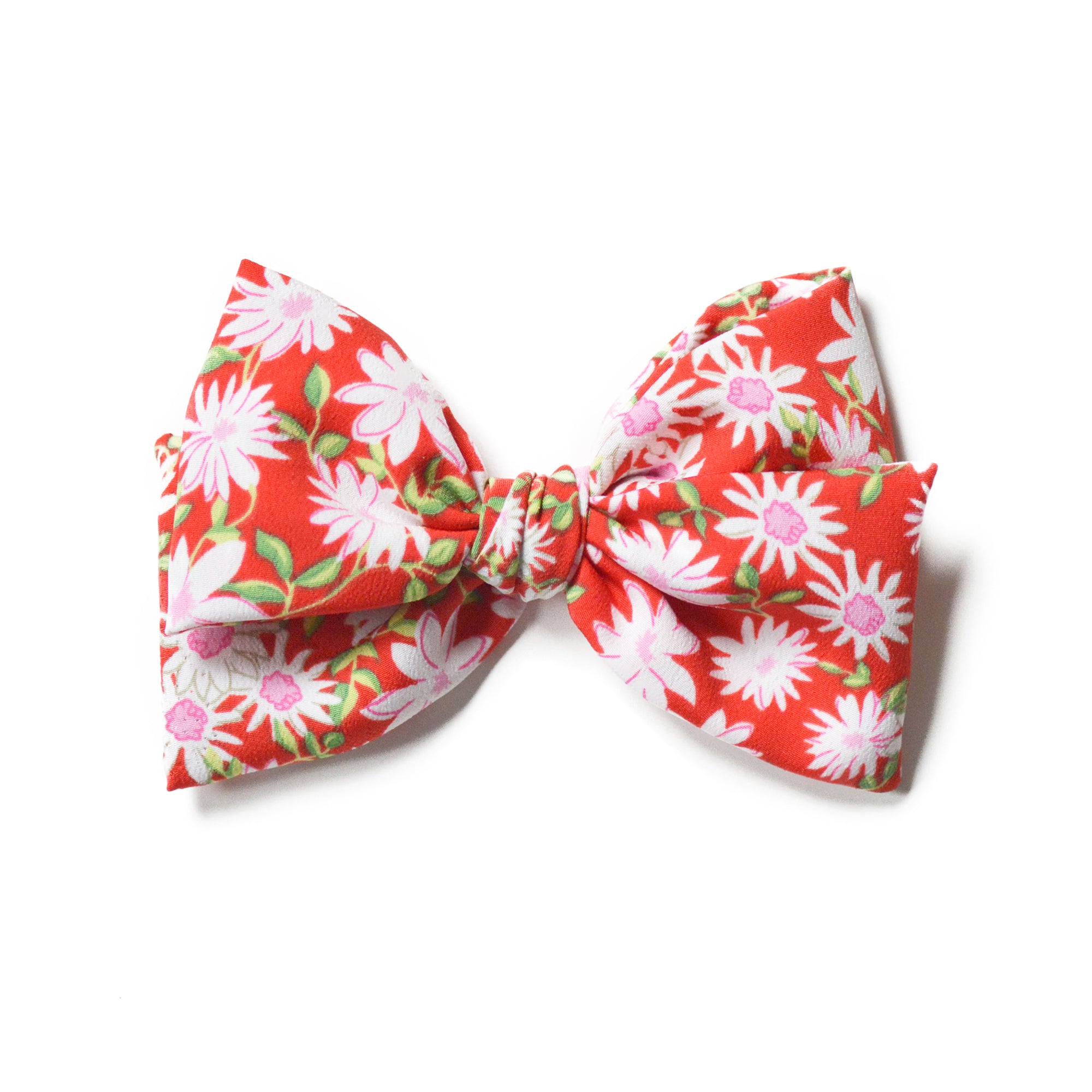 Floral Girls Hair Bow Red, Kids Hair Accessories, GenBow Club