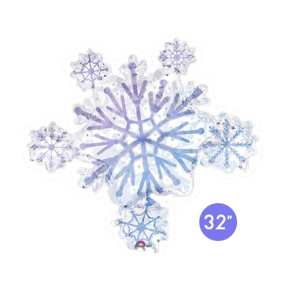 32-inch Holographic Snowflake Foil Balloon