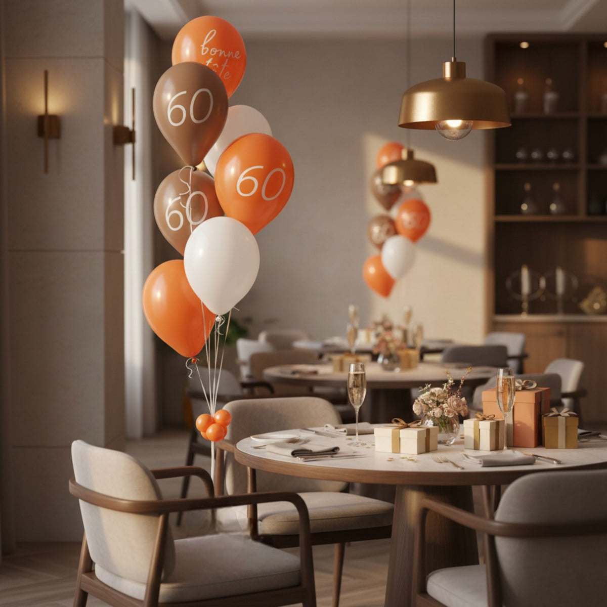 60th Birthday Balloon Bouquet with French bonne fête Decals - Ottawa Local