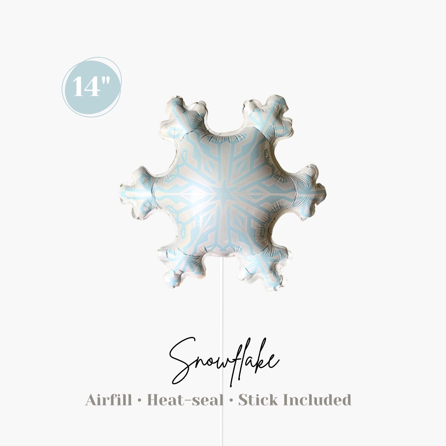 Mini Snowflake Foil Balloon 14" - Airfill & Heat-seal - Frozen Birthday Party Supplies - Winter Wonderland Party