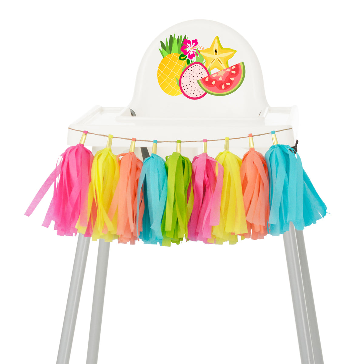 Aloha Fruity High Chair Garland - Hawaiian Tropical Fruit First Birthday & Cake Smash Decorations