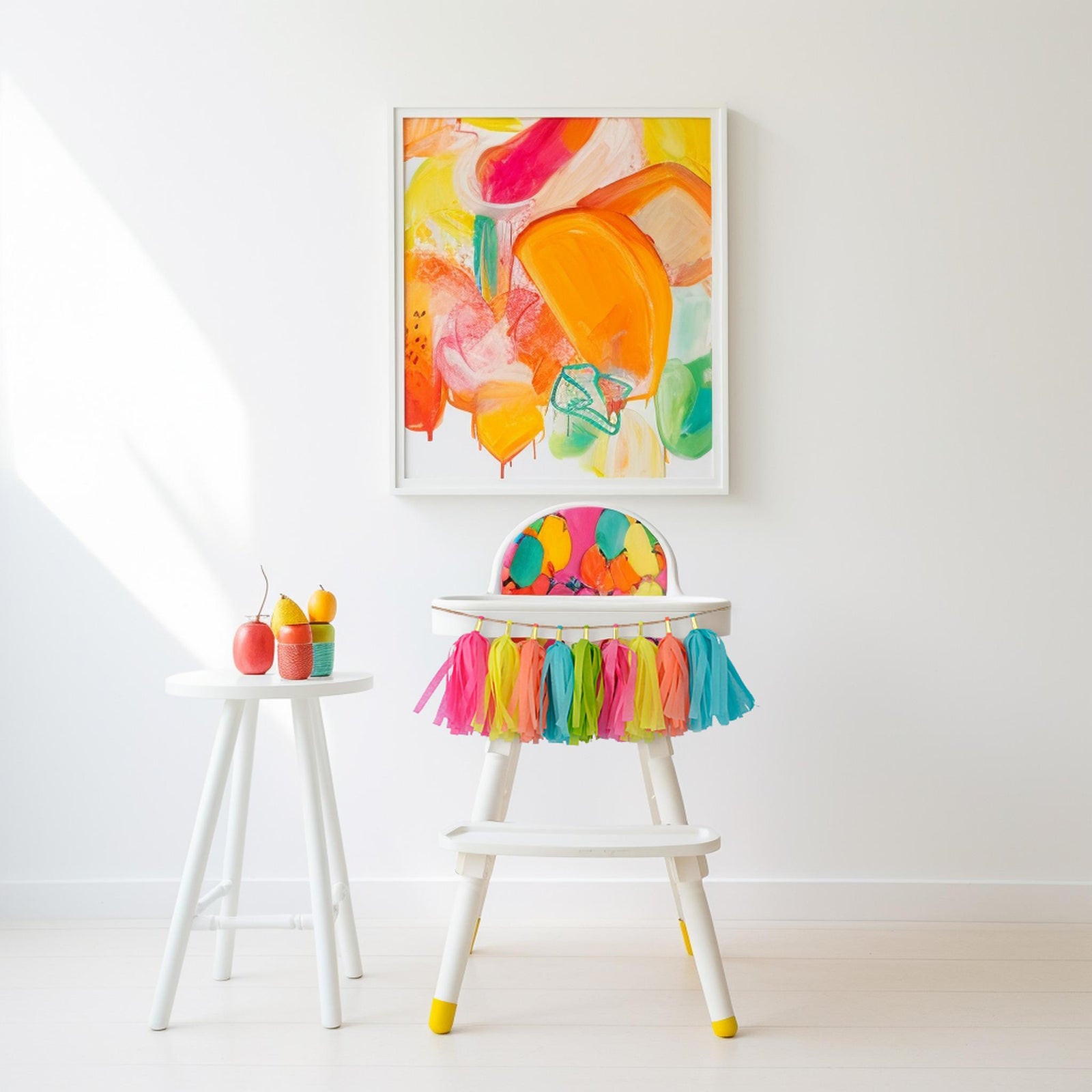 Aloha Fruity High Chair Garland - Hawaiian Tropical Fruit First Birthday & Cake Smash Decorations