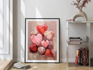 Pink and Red Heart Chocolates Digital Print