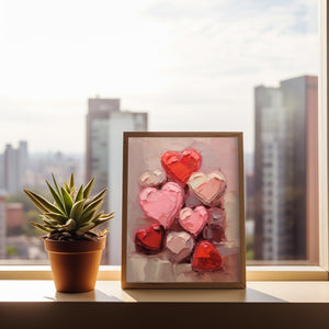 Pink and Red Heart Chocolates Digital Print