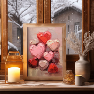 Pink and Red Heart Chocolates Digital Print