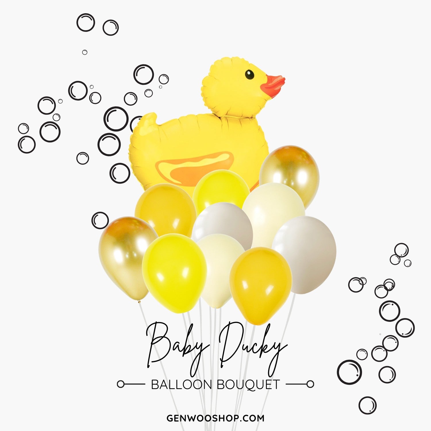 Baby Ducky Balloon Bouquet - Baby Shower - Bubble Bath First Birthday - Ottawa Helium Balloon Services