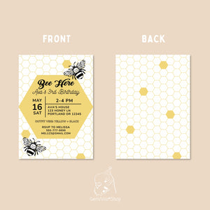 Editable Bee Here Birthday Party Digital Invitation