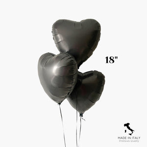 Matte Black Heart Mylar Balloon Bouquet