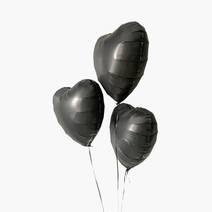 Matte Black Heart Mylar Balloon Bouquet