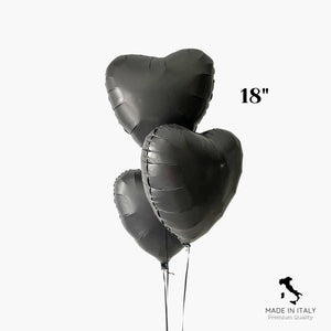 Matte Black Heart Mylar Balloon Bouquet