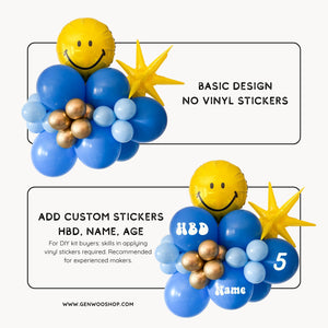 Blue and Yellow Smiley Balloon Cluster