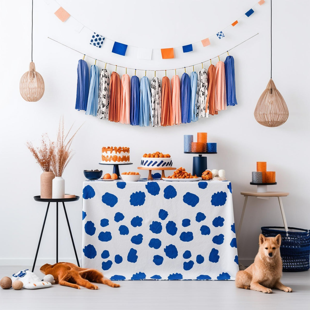 Blue Dog Party Tassel Garland