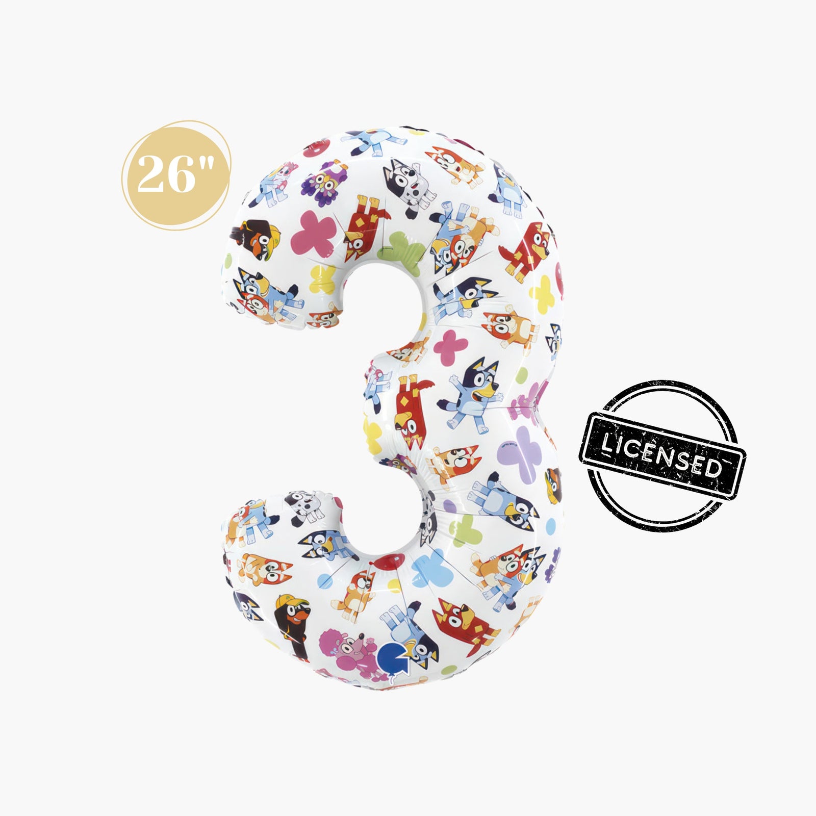 Licensed Bluey Number 3 Foil Balloon 26"