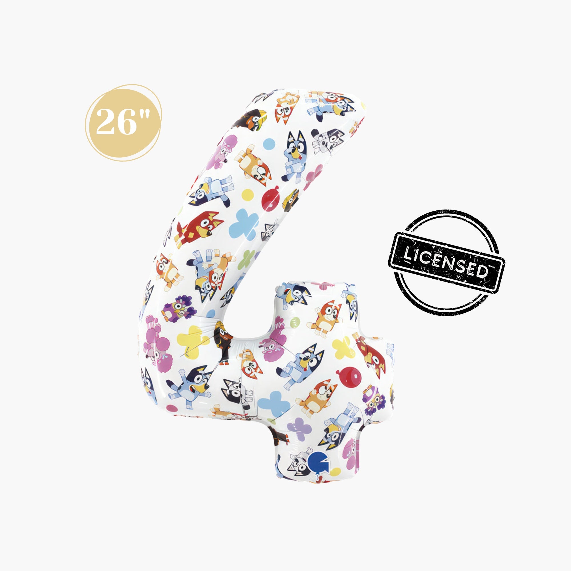 Licensed Bluey Number 4 Foil Balloon 26" - Bluey Fourth Birthday Party Decorations