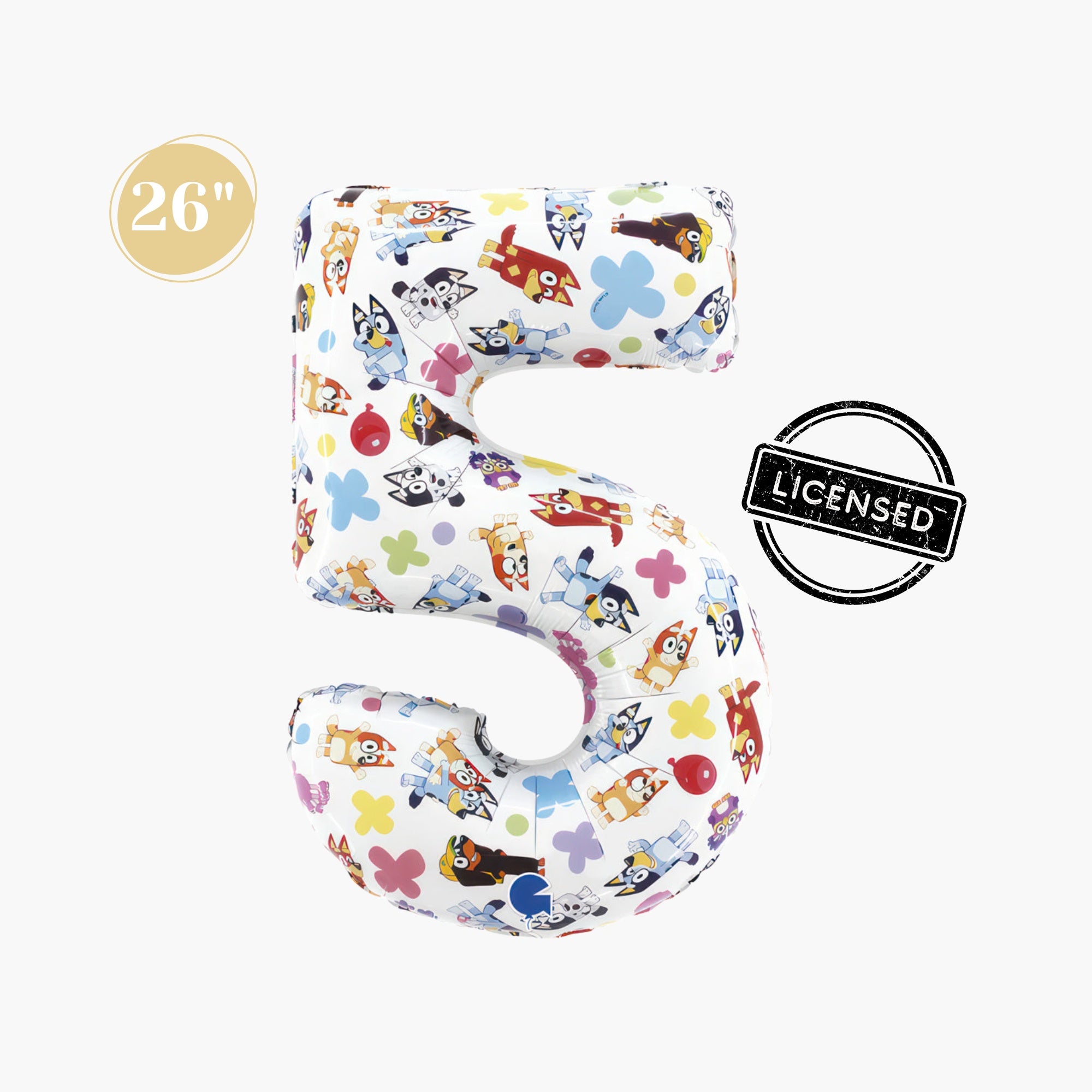 Licensed Bluey Number 5 Foil Balloon 26" - Bluey Fifth Birthday Party Decorations