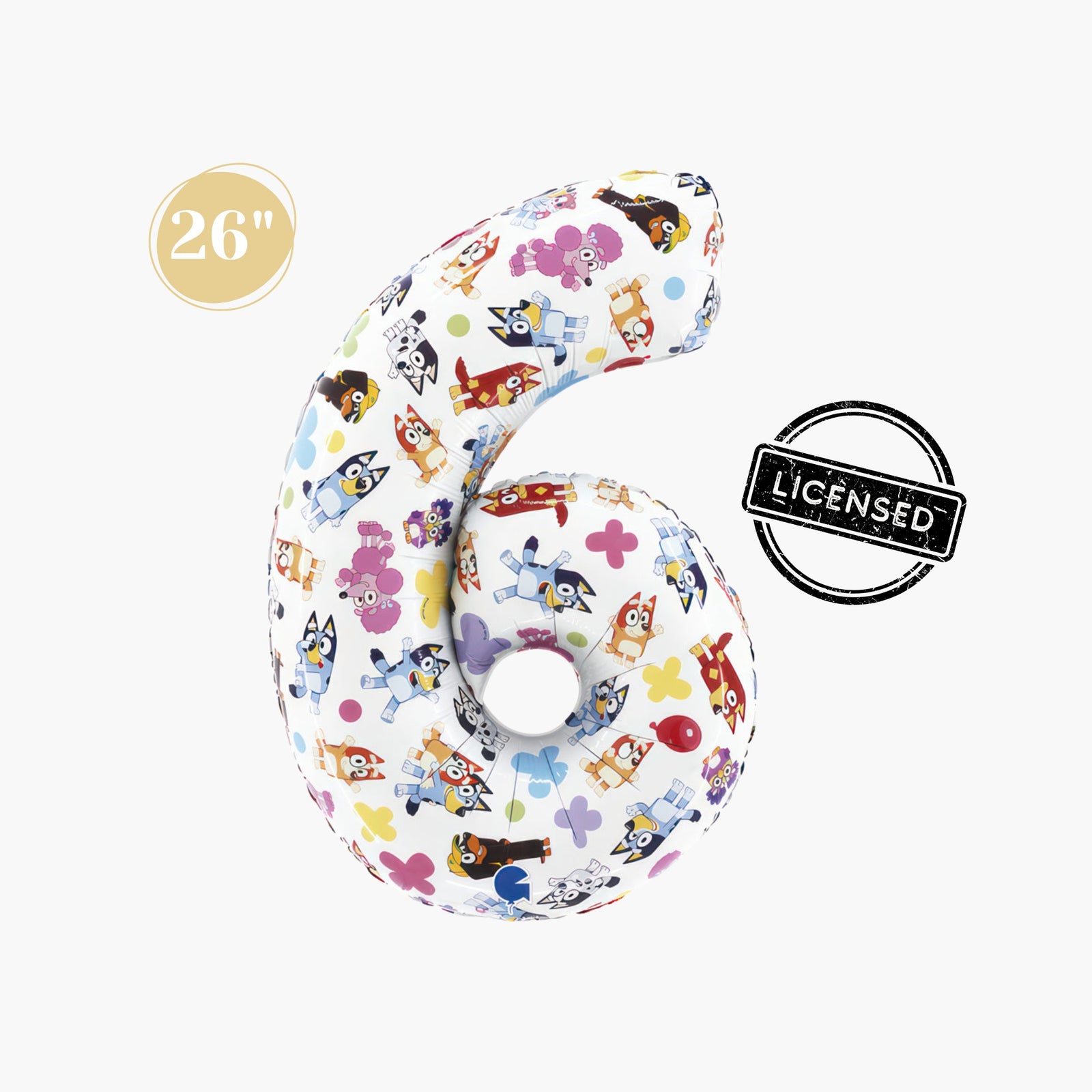 Licensed Bluey Number 6 Foil Balloon 26" - Bluey Sixty Birthday Party Decorations