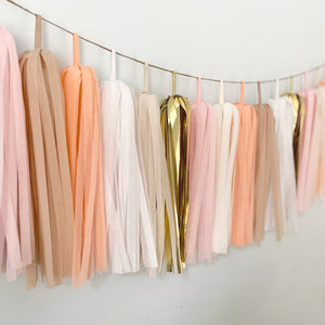 Gold Blush Tassel Garland - Baby Girl Birthday Party - Bridal Shower Bunting - Nursery Wall Hanging Decoration