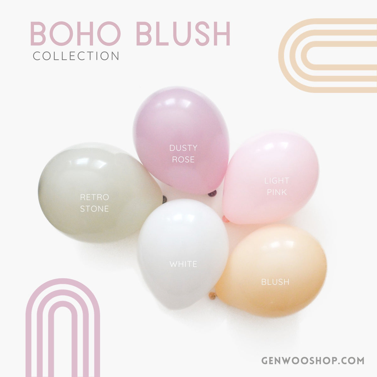 Boho Blush Balloon Kit - Boho Rainbow Birthday Baby Shower Bridal Shower Decorations - Muted Pink Blush Neutrals Balloon Decorations 