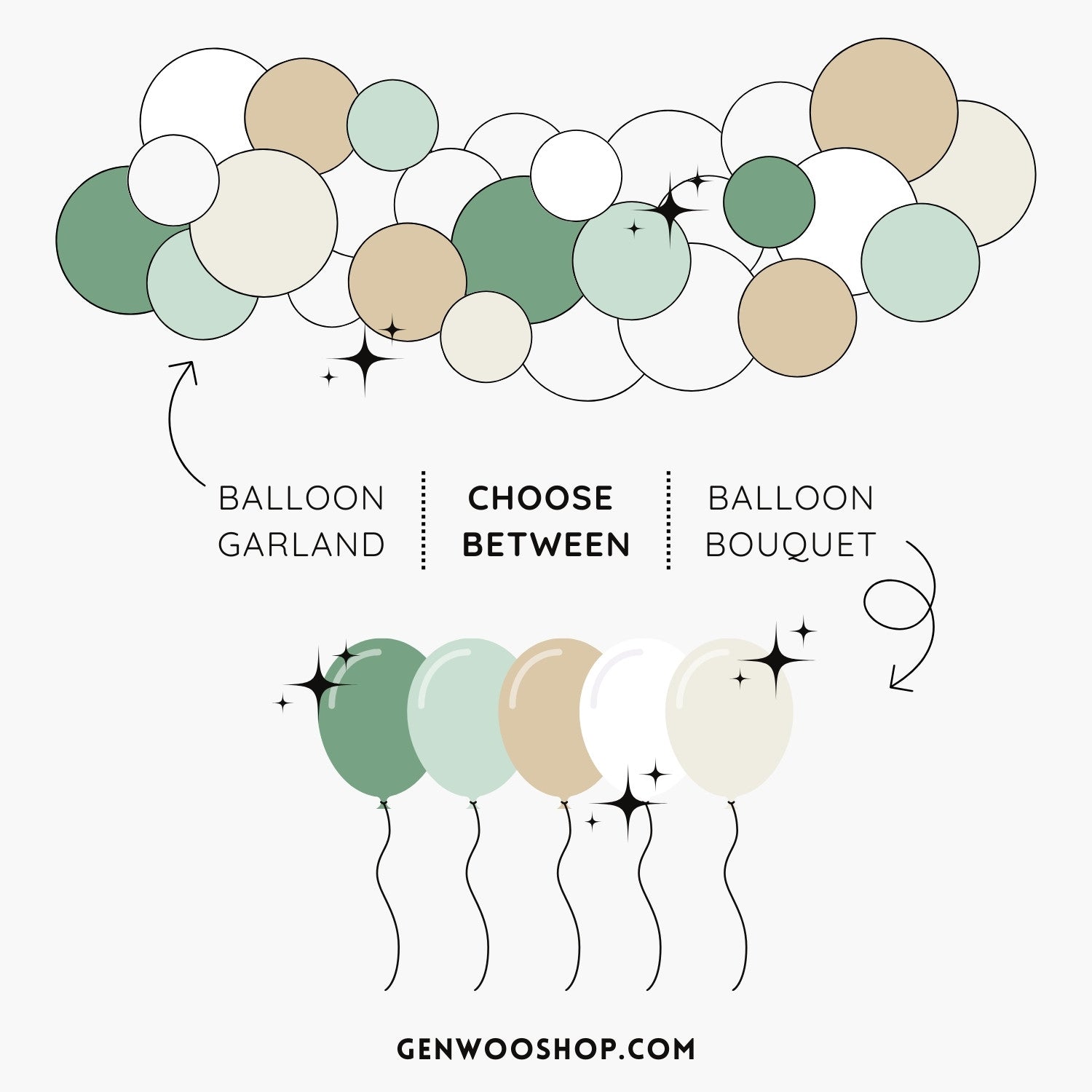 Botanical Sage Balloon Kit - Muted Green Neutrals Balloon Decorations - Eucalyptus Birthday - Boho Bridal Shower - Baby Shower