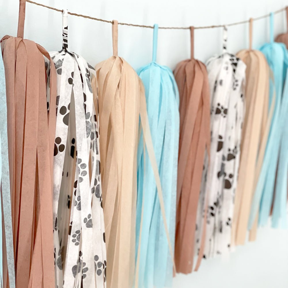 Blue Puppy Paws Tassel Garland - Pet Dog and Cat Boy Birthday Party Decoration