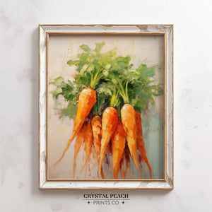 Carrots Digital Print - Easter Home Decors - Vegetables Still Life Painting - Spring Kitchen Wall Art - Modern Farmhouse Dinning Room