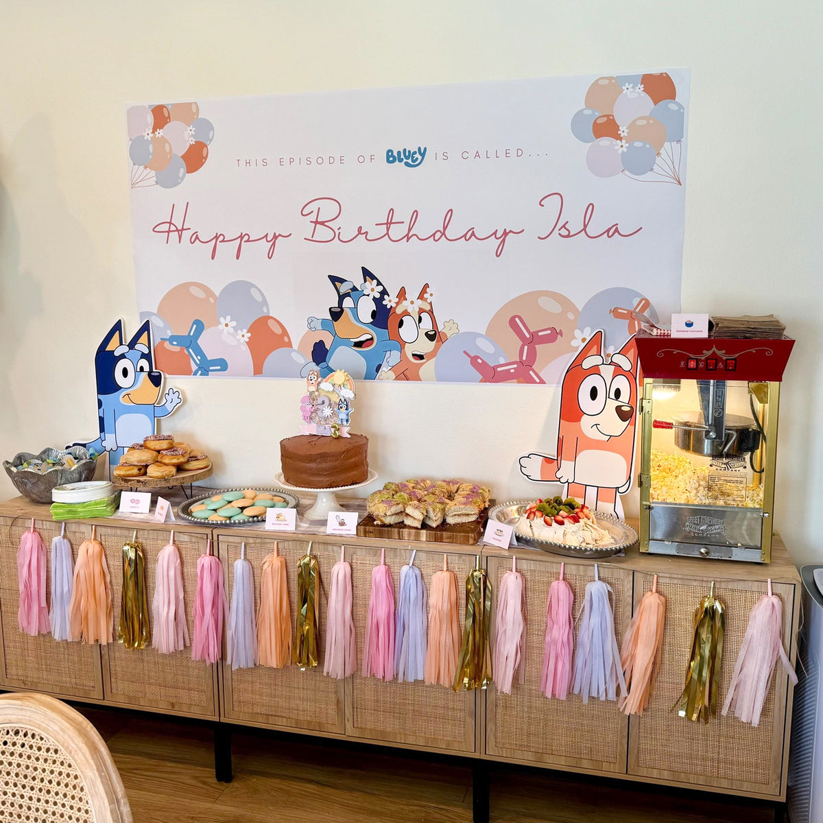 Gold Peach Blush Tassel Garland Bluey Party