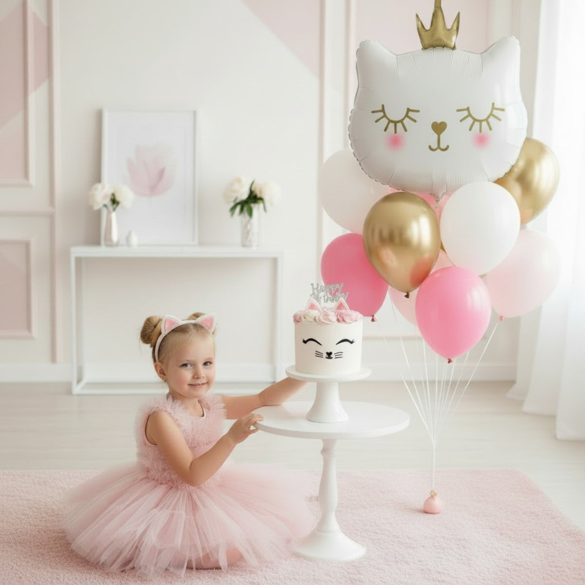 Princess Cat Balloon and Cake Combo | GenWoo Shop x Hokkaido Cake