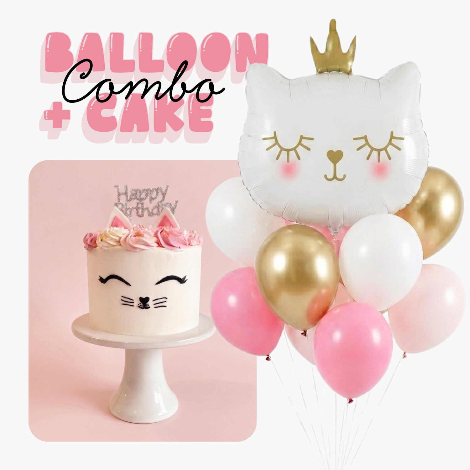 Princess Cat Balloon and Cake Combo | GenWoo Shop x Hokkaido Cake