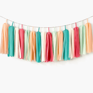 Coral Turquoise Tassel Garland - Baby Girl Nursery Wall Hanging Decoration - Girl Birthday Party Backdrop - Girls Bedroom