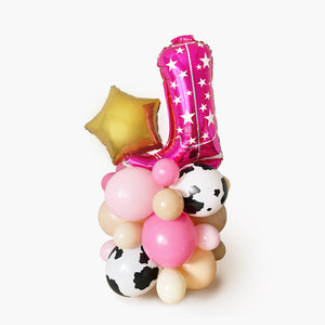 Pink Cowgirl Boot and Gold Star Balloon Column - Let's Go Girls - Nash Bash - Nashville Bachelorette Party Decor