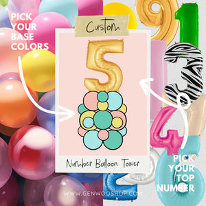 Custom Number Balloon Tower - Pick Your Colors - Ottawa Balloon ServiceCustom Number Balloon Tower - Pick Your Colors - Birthday Party Decoration - Ottawa Balloon Service