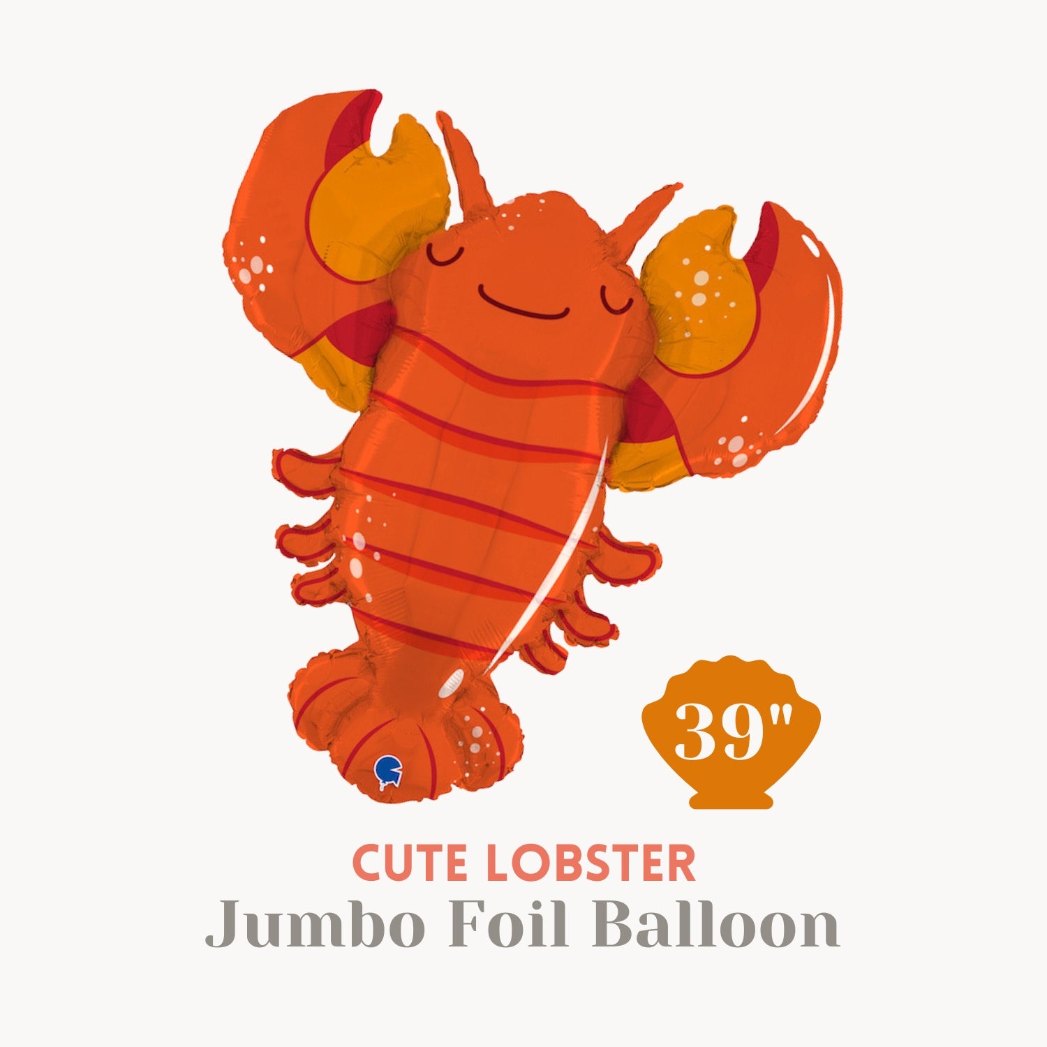Cute Lobster Foil Balloon 39" - Nautical Beach Birthday Party Decoration - Summer Birthday Ocean Animal Theme