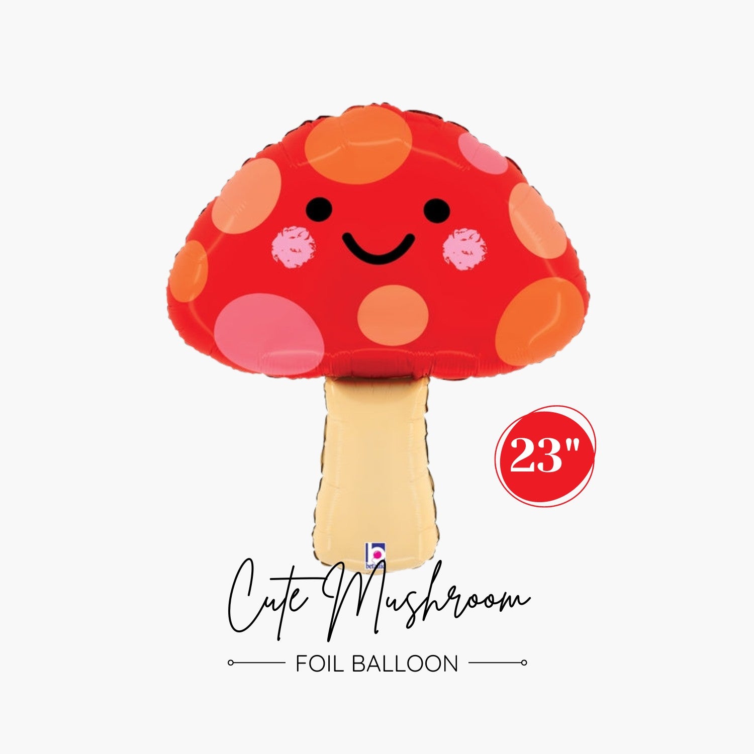 Cute Mushroom Foil Balloon 23" - Kawaii Birthday Balloon - Groovy Theme - Ottawa Balloon Shop