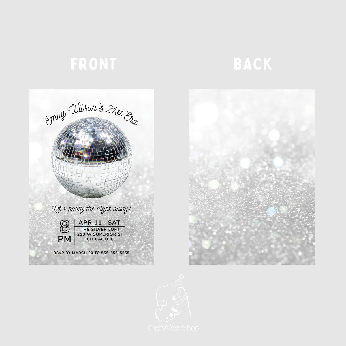 Disco Ball Birthday Party Digital Invitation - Editable