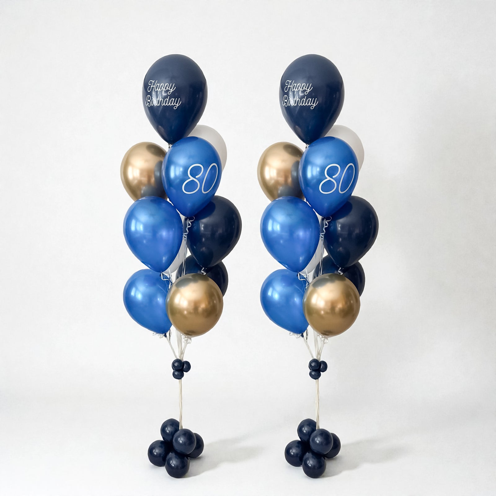 Blue and Gold Birthday Balloon Bouquet with Decals - Ottawa Local