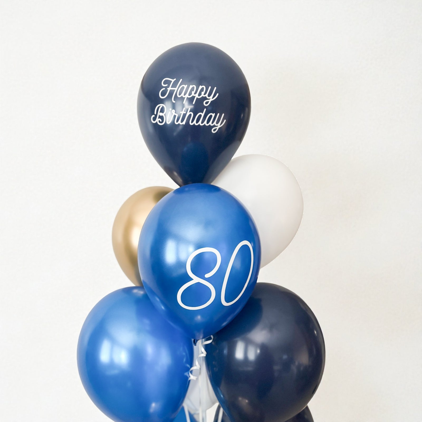Blue and Gold Birthday Balloon Bouquet with Decals - Ottawa Local