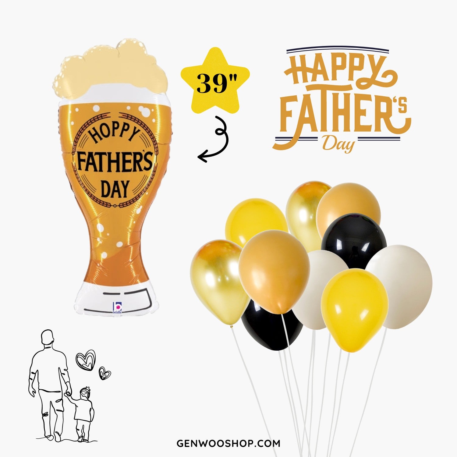 Father's Day Beer Balloon Bouquet - Happy Father's Day - Ottawa Helium Balloon Services
