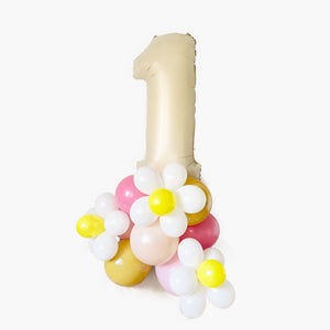Groovy One Number 1 Balloon Column - Baby Girl First Birthday Party Balloon Tower Decorations