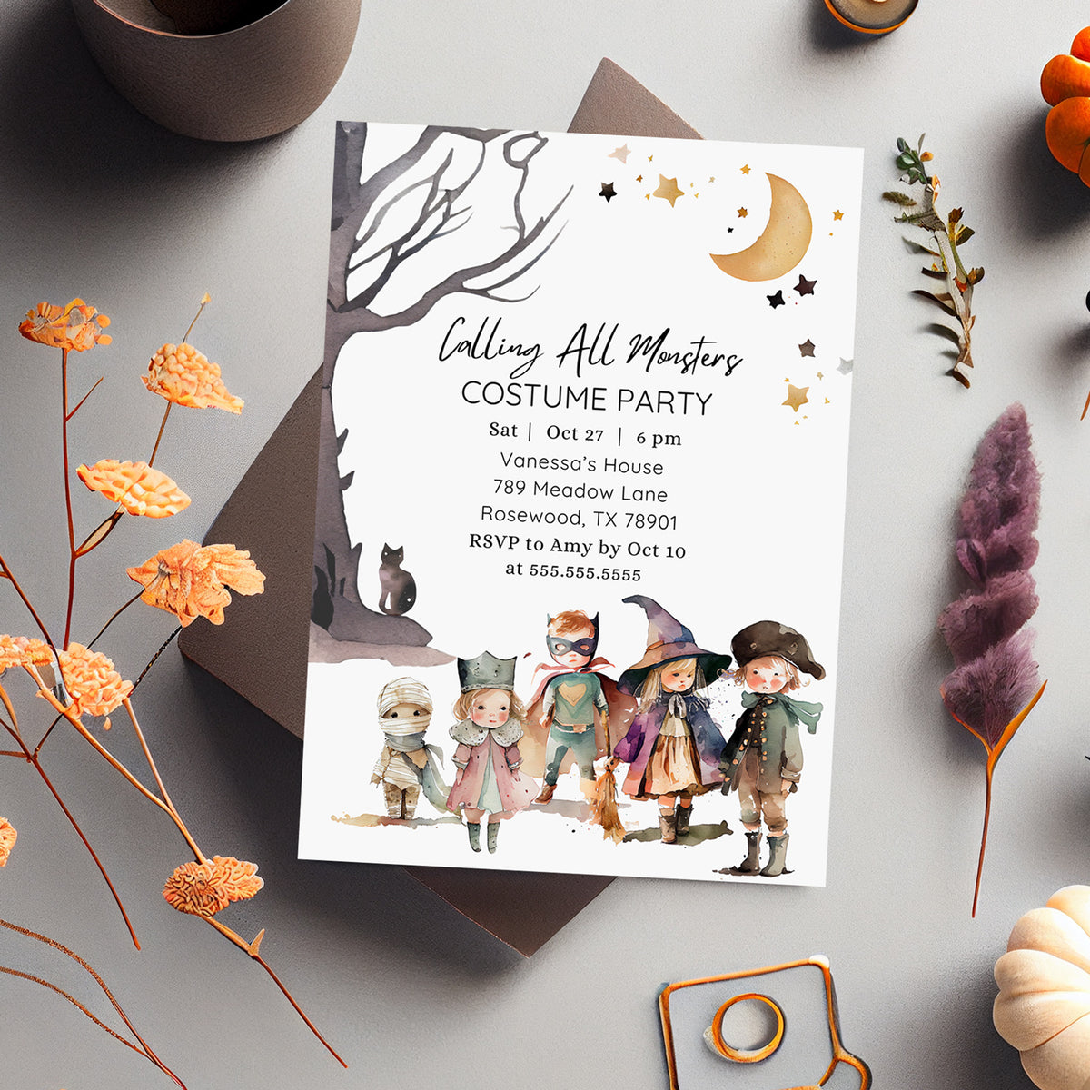 Editable Digital Halloween Costume Party Invitation