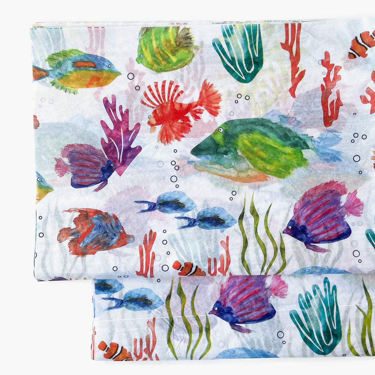 Watercolor Ocean Fish Tissue Paper - Animal Pattern Tissue Paper, Under the Sea, Ocean Animal Christmas Wrap Paper, Craft Supplies