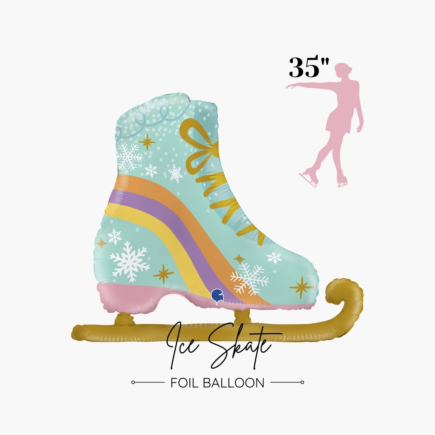 Ice Skate Foil Balloon 35" - Skating Birthday Party Decor - Figure Skating Performance Competition Event Balloon