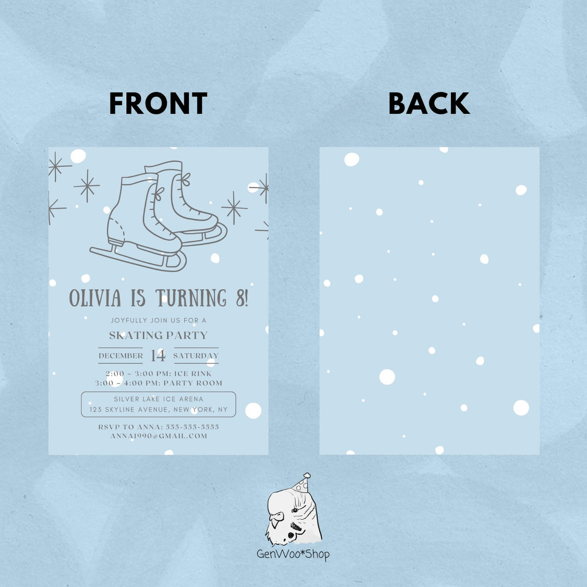 Editable Ice Skating Party Invitation - Winter Wonderland Frozen Party - Canva Template