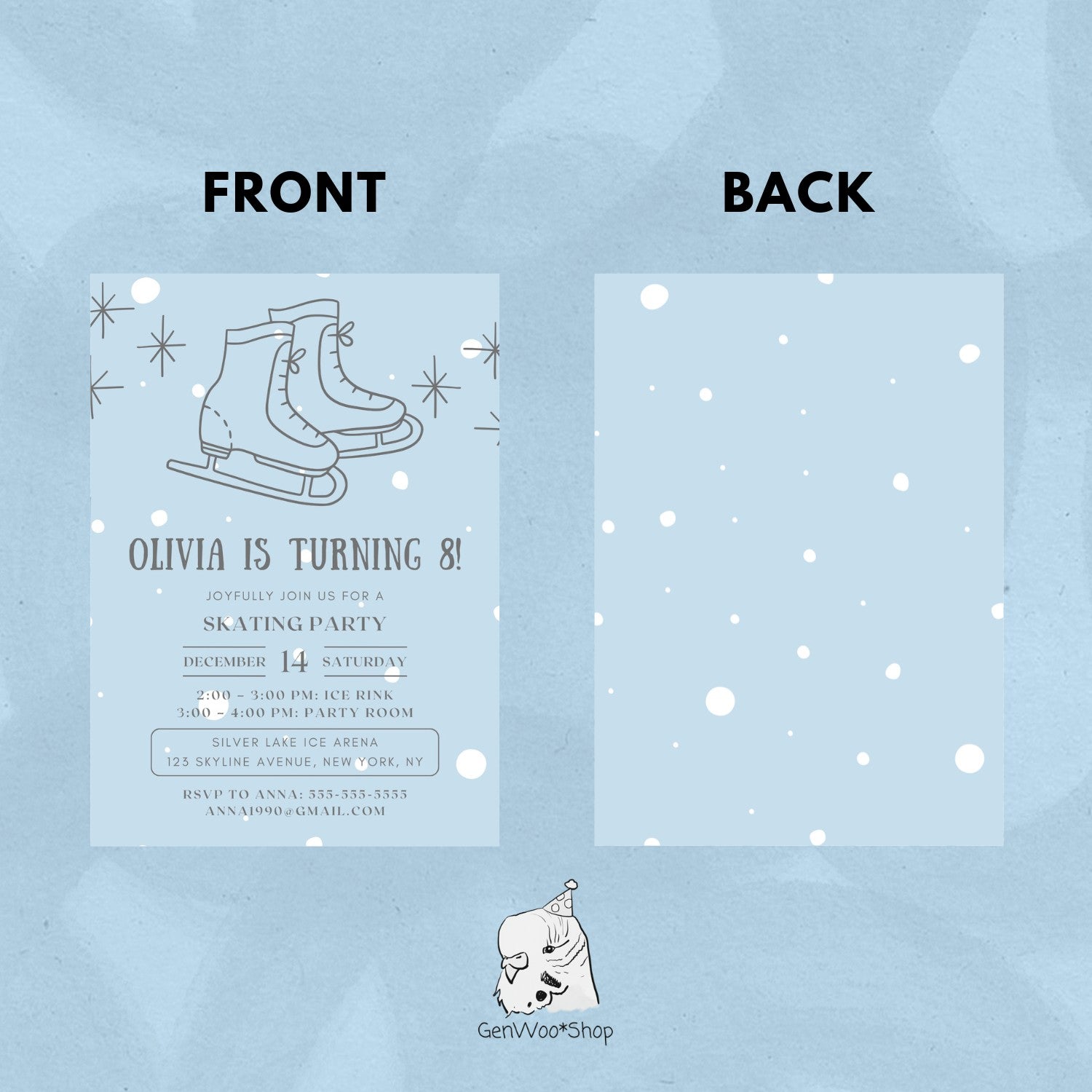 Editable Ice Skating Party Invitation - Winter Wonderland Frozen Party - Canva Template