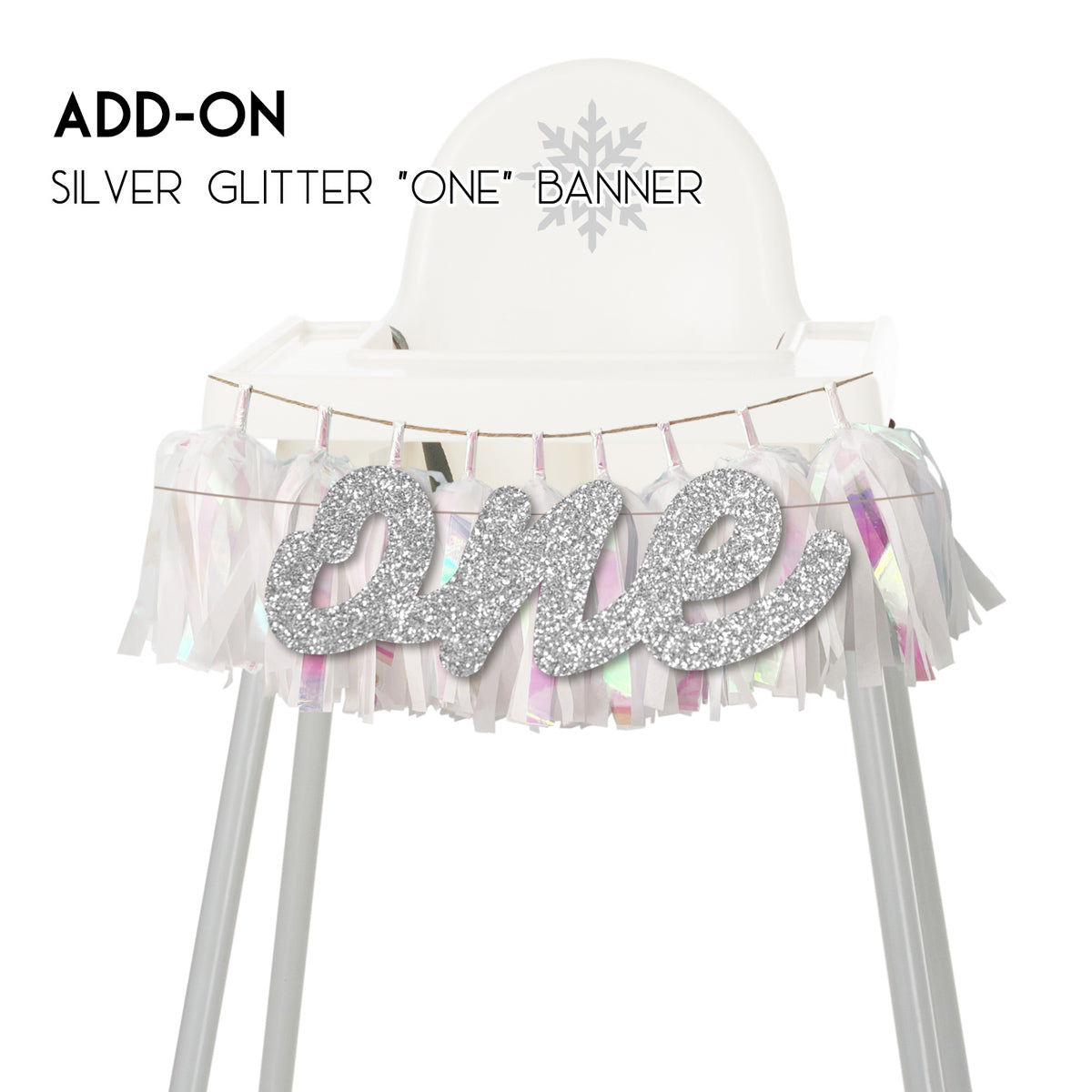 Let It Snow Iridescent High Chair Garland - Iridescent White Winter Party Decor, Winter Wedding, Frozen Party Theme, Frozen Birthday, Winter Wonderland, White Christmas Decorations by GenWoo Shop