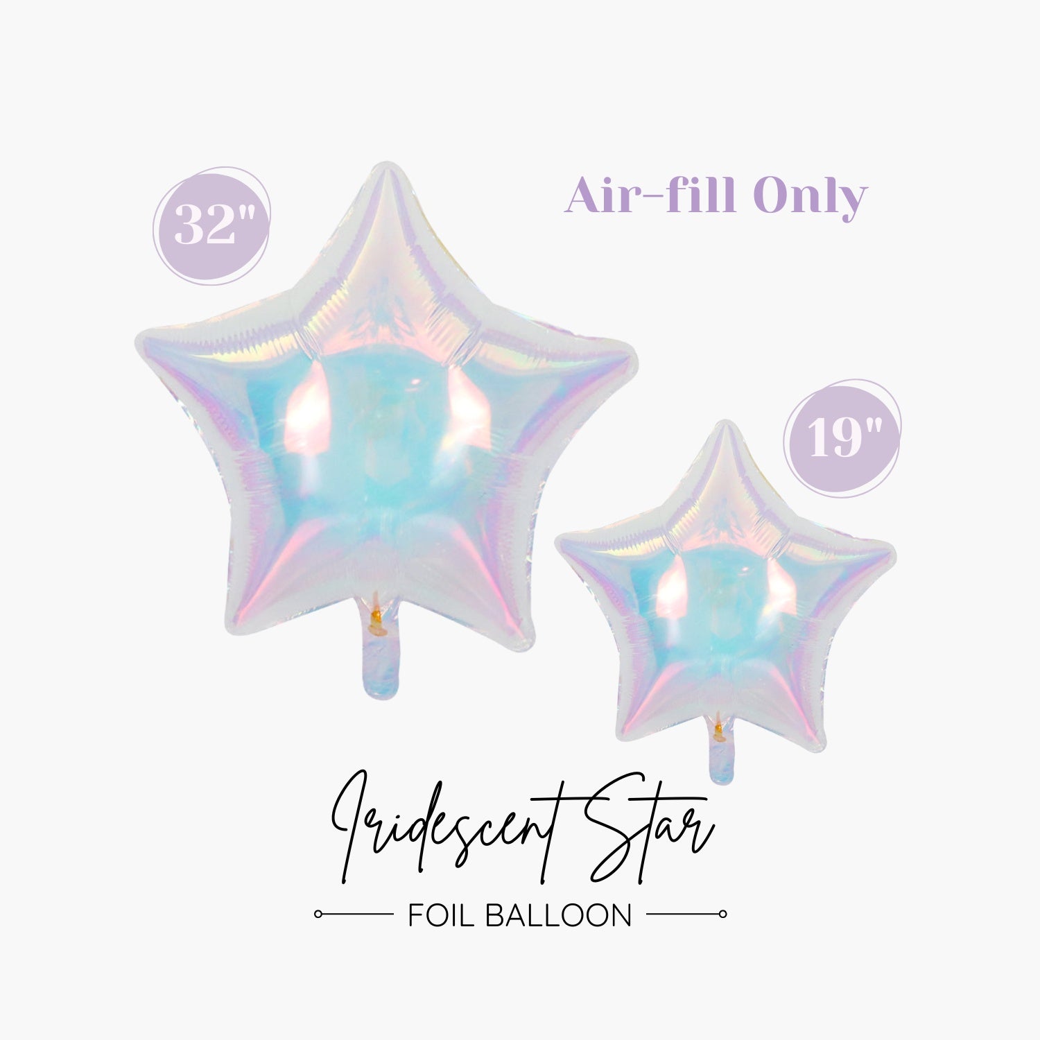 Iridescent Star Foil Balloon Air-fill Only