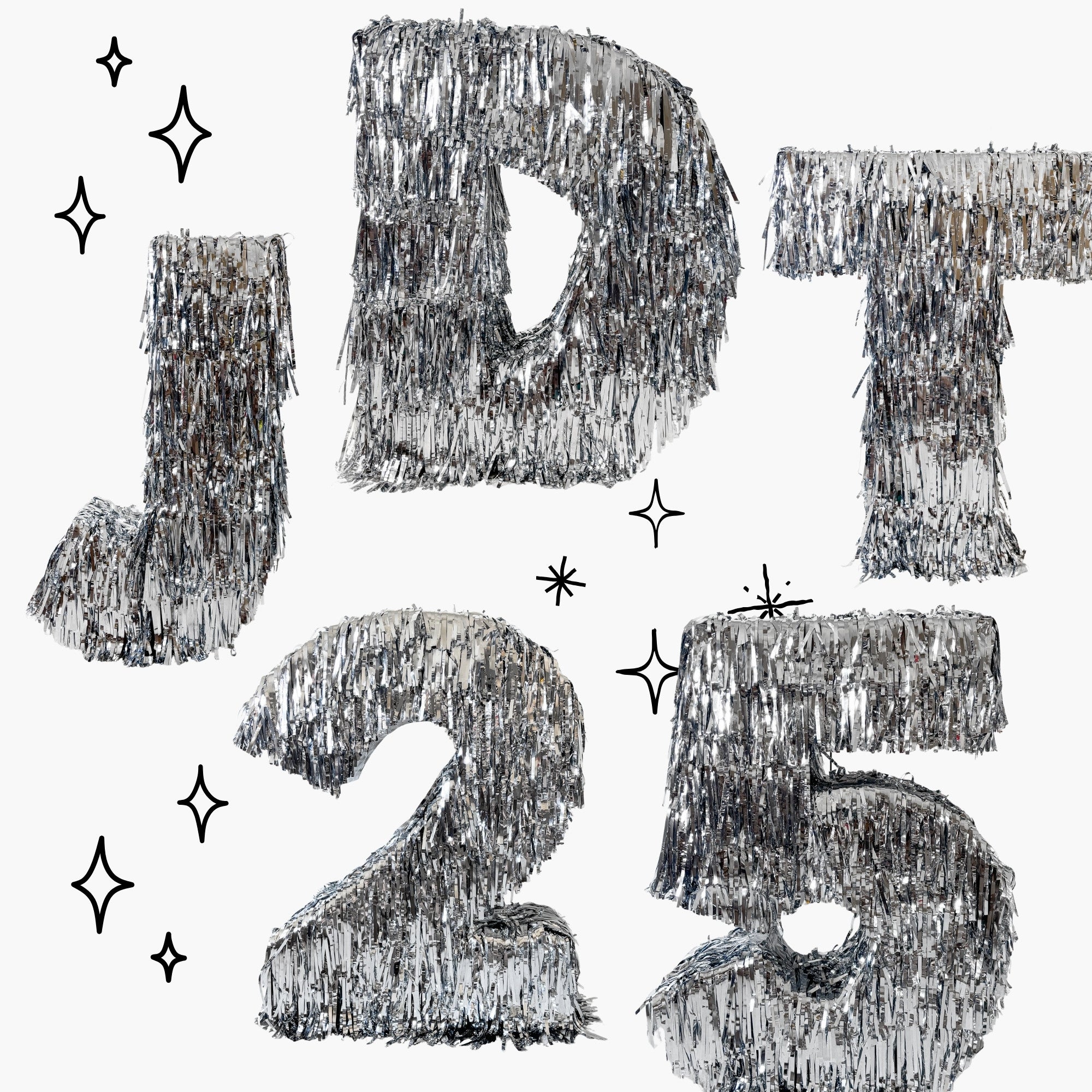Silver Jumbo 3D Tinsel Fringe Letters & Numbers – Rental (Ottawa, Gatineau)